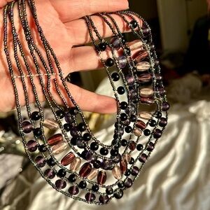 Natural Amathyst beaded collar style necklace beautiful one if a kind pi…